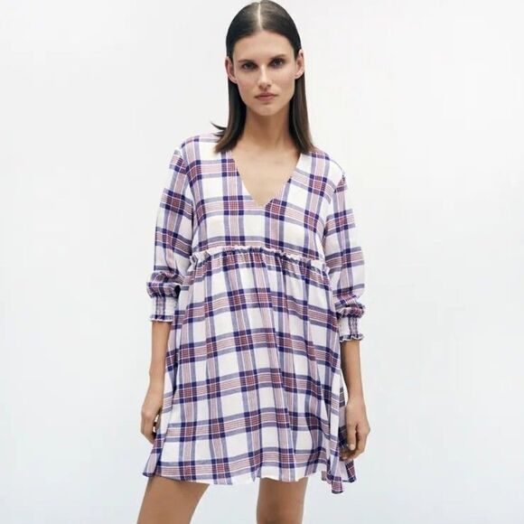 ZARA PLAID MINI DRESS - Picture 2 of 6
